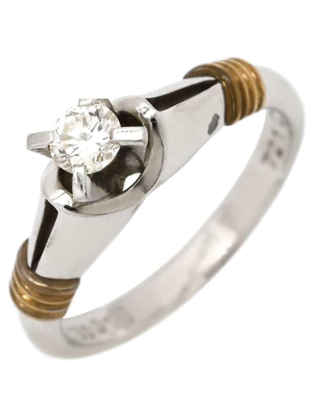 Dior Ring Diamond Platinum Silver Yellow Gold 18k Combination Single Tatezume